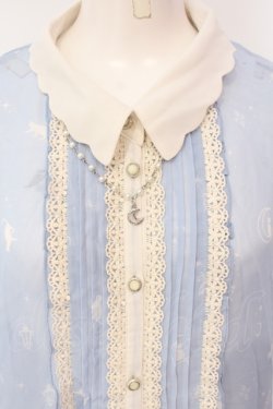 画像2: axes femme / ムーンキャットブラウス  サックス O-25-07-17-101-AX-BL-IG-OS