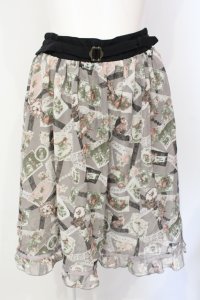 axes femme / レースコラージュ柄スカート  グレー O-25-07-17-104-AX-SK-IG-OS