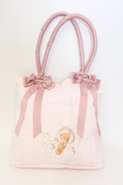 画像1: m petit by misako / ラビットベアプリントトートバッグ  ピンク O-25-07-17-113-LO-BG-IG-OS