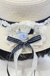 画像2: axes femme / 巻き薔薇ブローチカンカン帽  ナチュラル×ブルー O-25-07-17-122-AX-AC-IG-ZTK011 (2)