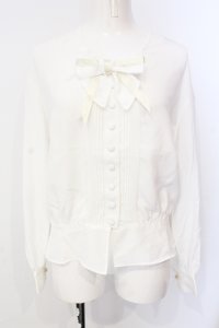 INGEBORG / タックロゴリボンブラウス  シロ O-25-07-17-018-LO-BL-IG-OS