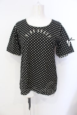 画像1: PINK HOUSE / リボンドット半袖Tシャツ L クロ×シロ O-25-07-17-021-LO-TO-IG-OS