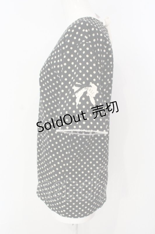 画像2: PINK HOUSE / リボンドット半袖Tシャツ L クロ×シロ O-25-07-17-021-LO-TO-IG-ZT224 (2)