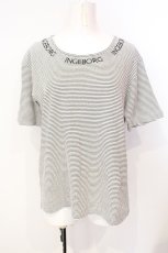 画像1: INGEBORG / ロゴ刺繍ボーダーTシャツ  シロ×クロ O-25-07-17-023-LO-TS-IG-ZT195 (1)