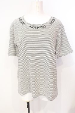 画像1: INGEBORG / ロゴ刺繍ボーダーTシャツ  シロ×クロ O-25-07-17-023-LO-TS-IG-OS