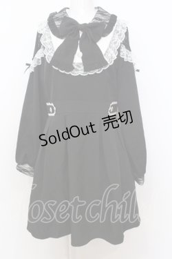 画像1: DearMyLove / 袖レース切替ヨークフリルワンピース 3L クロ×シロ O-25-07-18-045-EL-OP-OW-OS