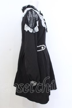 画像3: DearMyLove / 袖レース切替ヨークフリルワンピース 3L クロ×シロ O-25-07-18-045-EL-OP-OW-OS