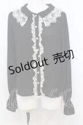 Ank Rouge / ラッセルレース配色ブラウス M クロ×シロ O-25-07-18-052-CA-BL-OW-OS