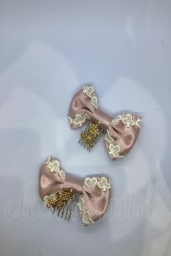 画像1: ALICE and the PIRATES / トランプレースのサテンリボンコーム  ピンク O-25-07-18-1115-PA-AC-IG-OS