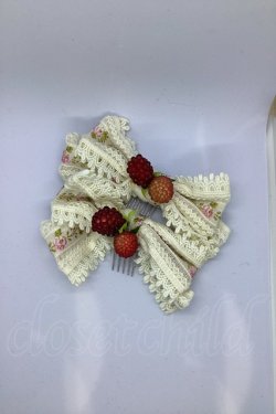 画像1: BABY,THE STARS SHINE BRIGHT / モックチェリーリボンコーム  オフ O-25-07-18-1011-BA-AC-IG-OS