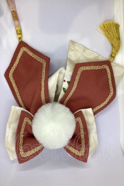 画像1: metamorphose / 風花のゆきうさぎリボンバレッタ  アイボリー O-25-07-18-1047-ME-AC-IG-OS