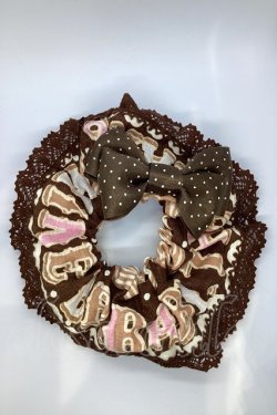 画像1: BABY,THE STARS SHINE BRIGHT / くみゃちゃんのシュガシュガアイシングクッキー柄シュシュ  ブラウン O-25-07-18-1053-BA-AC-IG-OS