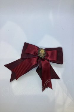 画像1: Innocent World / ストライプリボンとカメオのクリップ  ワイン O-25-07-18-1073-IW-AC-IG-OS