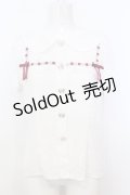 Ank Rouge / はしごレース配色ブラウス M シロ×アカ O-25-07-18-056-CA-BL-OW-OS