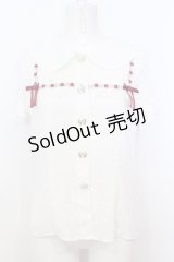 Ank Rouge / はしごレース配色ブラウス M シロ×アカ O-25-07-18-056-CA-BL-OW-OS
