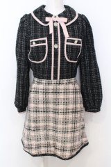 Swankiss / TS docking tweed O/P ワンピース F クロ×ピンク O-25-07-18-060-CA-OP-OW-OS