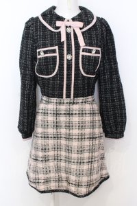 Swankiss / TS docking tweed O/P ワンピース F クロ×ピンク O-25-07-18-060-CA-OP-OW-OS