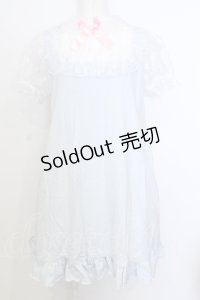 Nile Perch / ヨークレースカットワンピース  サックス O-25-07-18-067-LO-OP-OW-OS
