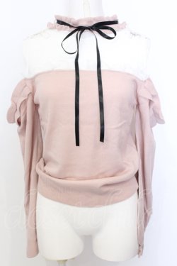 画像1: Ank Rouge / レース切り替えオフショルニットソー M 公式展開色パープル（ピンク寄り） O-25-07-18-070-CA-TO-OW-OS