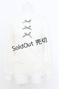 Ank Rouge / 3つリボンレース切り替えニットプルオーバー M シロ O-25-07-18-079-CA-TO-OW-OS