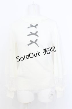 画像1: Ank Rouge / 3つリボンレース切り替えニットプルオーバー M シロ O-25-07-18-079-CA-TO-OW-OS