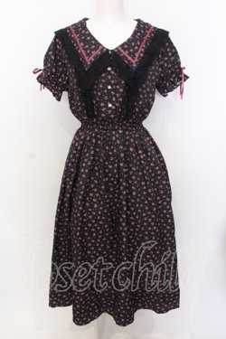 画像1: Ank Rouge / NostalgicFlowerセーラーカラーワンピース M クロ O-25-07-18-082-CA-OP-OW-OS