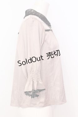 画像2: mon lily / レース配色サテンブラウス L ベージュ×クロ O-25-07-18-009-LO-BL-OW-OS