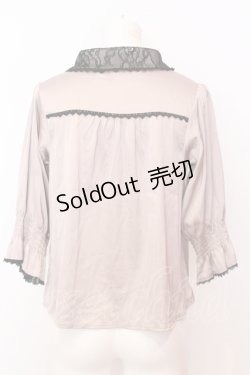 画像3: mon lily / レース配色サテンブラウス L ベージュ×クロ O-25-07-18-009-LO-BL-OW-OS