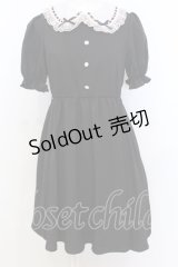 Ank Rouge / はしごレース丸襟ワンピース M クロ×シロ O-25-07-18-091-CA-OP-OW-OS