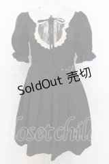 Ank Rouge / レースヨーク丸襟プリーツワンピース M クロ×シロ O-25-07-18-092-CA-OP-OW-OS