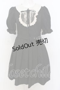 Ank Rouge / レースヨーク丸襟プリーツワンピース M クロ×シロ O-25-07-18-092-CA-OP-OW-OS
