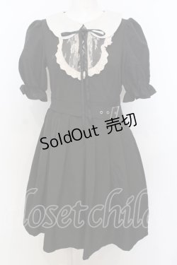 画像1: Ank Rouge / レースヨーク丸襟プリーツワンピース M クロ×シロ O-25-07-18-092-CA-OP-OW-OS