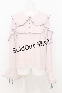 DearMyLove / フリルブラウス 3L ピンク×クロ O-25-07-18-103-EL-BL-OW-OS