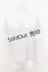 evelyn / スクエアカラープルオーバー M サックス×シロ O-25-07-18-104-LO-TO-OW-OS