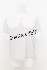 evelyn / スクエアカラープルオーバー M サックス×シロ O-25-07-18-104-LO-TO-OW-OS