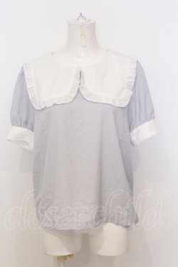 画像1: evelyn / スクエアカラープルオーバー M サックス×シロ O-25-07-18-104-LO-TO-OW-OS