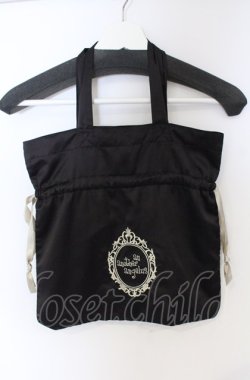 画像1: an another angelus / ロゴ刺繍サテントートバッグ  クロ O-25-07-19-062-CA-BG-OW-OS