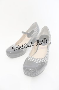 あしながおじさん / ギンガムチェックワンストラップパンプス 24.5ｃｍ クロ O-25-07-19-064-PU-SH-OW-ZT-K022