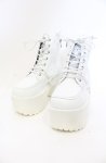 画像1: YOSUKE / 厚底レースアップブーツ L ホワイト O-25-07-19-066-PU-SH-OW-ZTK005 (1)