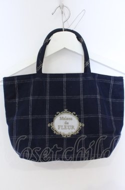 画像1: Maison de FLEUR / チュールチェックトートバッグ  ネイビー O-25-07-19-079-LO-BG-IG-OS