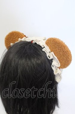 画像4: LOUIS LOVER（海外ロリィタ） / もこもこテディベアレース カチューシャ  ブラウン O-25-07-19-091-LO-AC-IG-OS
