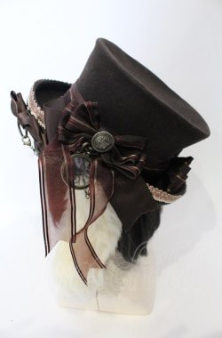 画像3: ALICE and the PIRATES / 時計うさぎのロップイヤーシルクハットII  ブラウン O-25-07-19-010-PA-AC-IG-ZT-K011