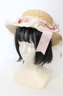 画像1: ALICE and the PIRATES / ベルスーズカンカン帽  ナチュラル×ピンク O-25-07-19-025-PA-AC-IG-OS