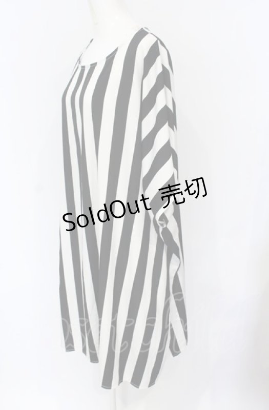 画像2: HELL CAT PUNKS / ストライプビッグTワンピ F ブラック×ホワイト O-25-07-21-044-PU-OP-OW-ZT083 (2)