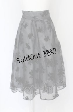 画像1: an another angelus / フロッキープリントオーガンジースカート ブルーグレー O-25-07-21-049-CA-SK-OW-ZT460