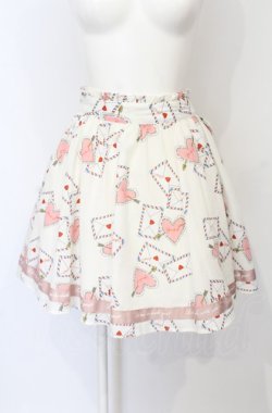 画像1: Ank Rouge / ラブレター柄スカート  シロ O-25-07-21-055-CA-SK-IG-OS