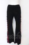 画像4: Qutie Frash / サイドレースアップフレアパンツ  ブラックｘレッド O-25-07-21-060-QU-TO-YM-ZT084 (4)