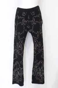 HYSTERIC GLAMOUR / FIRE BEAR柄ジャカード ニットパンツ  ブラック O-25-07-21-061-PU-PA-OW-OS