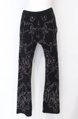 画像1: HYSTERIC GLAMOUR / FIRE BEAR柄ジャカード ニットパンツ  ブラック O-25-07-21-061-PU-PA-OW-OS