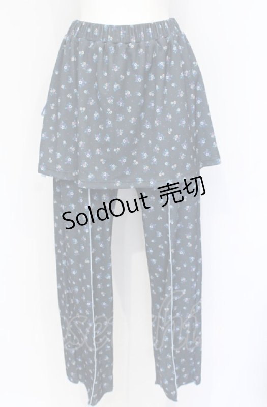 画像1: Candy Stripper / DRESSED UP FLOWER SKIRT PANTS　スカートパンツ 公式展開ブラック（緑みのある黒） F O-25-07-21-062-PU-PA-OW-ZT396 (1)